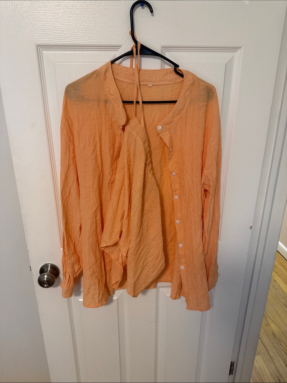 Lightweight Peach Button-Up Women’s beach cover up top and bottom matching set